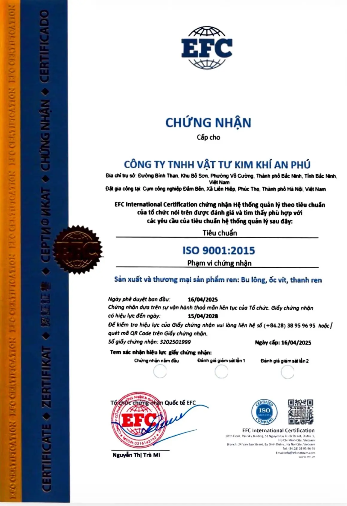Chứng nhận ISO 9001:2015 - Phiên bản Tiếng Việt